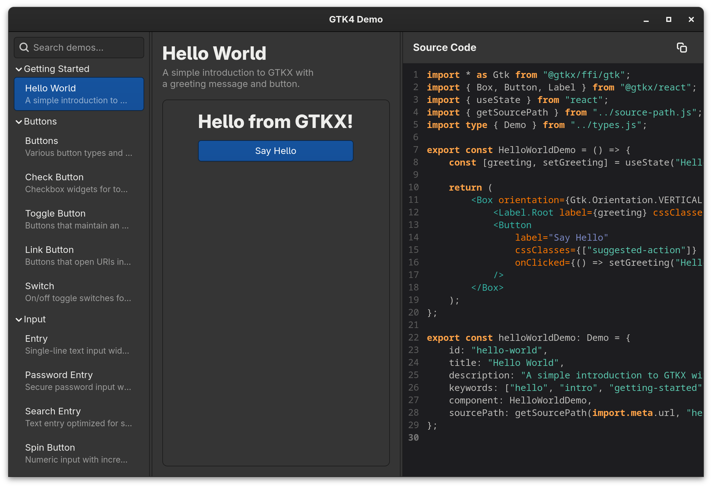 GTKX Demo Application
